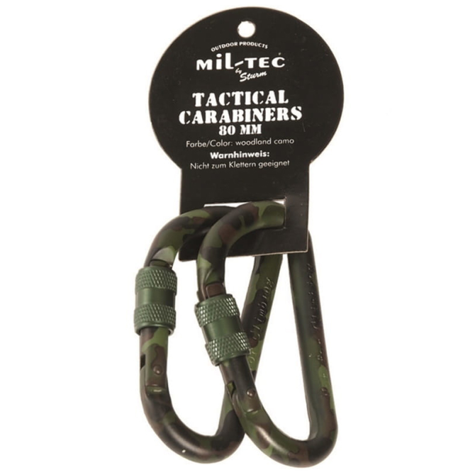 Mil-Tec Woodland Tactical Carabiner Set - 80 mm (15922080)