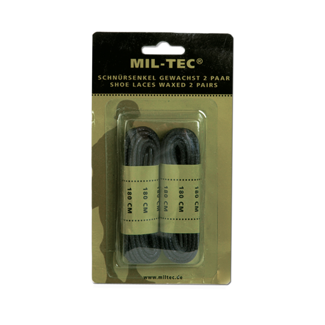 Mil-Tec Waxed Shoe Laces 180 cm - Black (12914002)