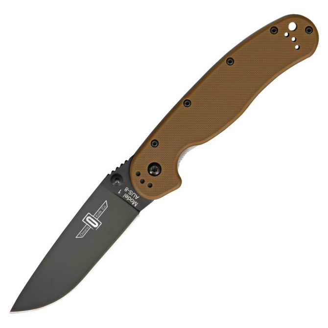 Ontario RAT-1 Folder Coyote Brown Black Plain - 8846CB