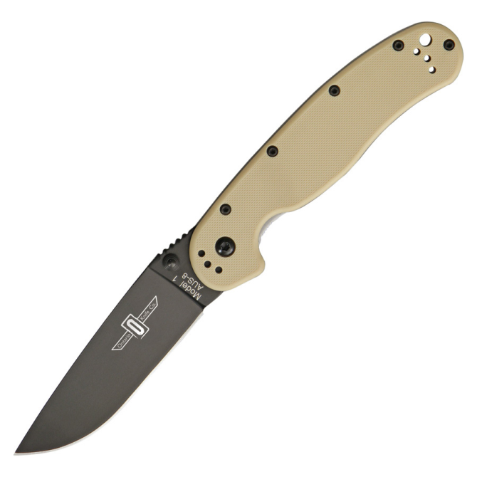 Ontario RAT-1 Folder Desert Tan Black Plain - 8846DT