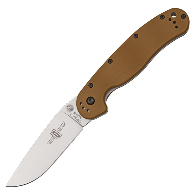 Ontario RAT-1 Folder Coyote Brown Silver Plain - 8848CB