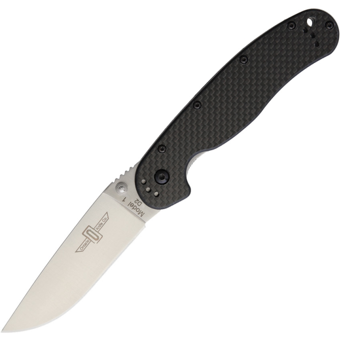 Ontario RAT-1 Carbon Fiber D2 Folder Silver Plain - 8867CF