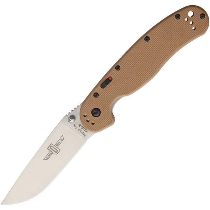 Ontario RAT-1 Assisted Opener Folder Satin Plain - Tan 8870TN