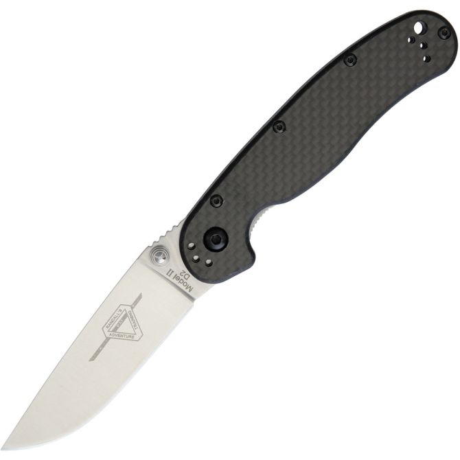 Ontario RAT-2 Carbon Fiber D2 Folder Silver Plain - 8832