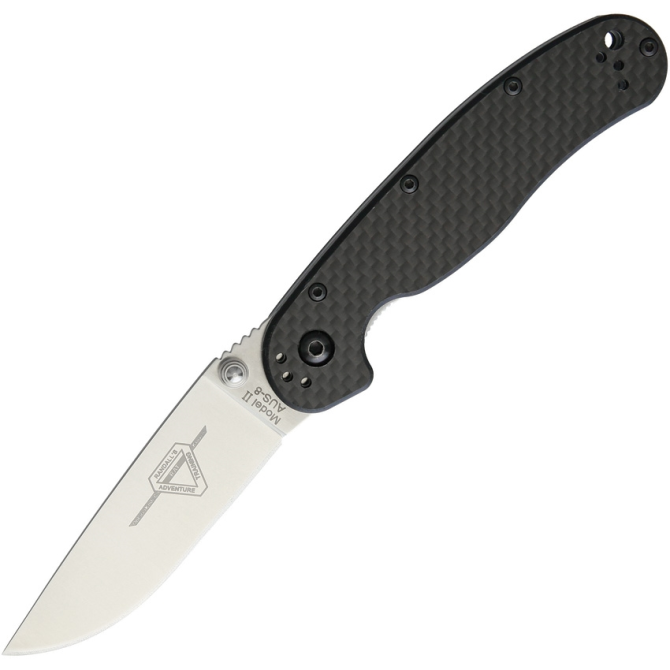 Ontario RAT-2 Carbon Fiber AUS8 Folder Silver Plain - 8836