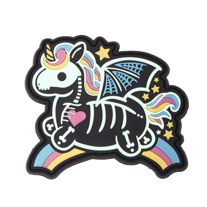 JTG 3D Rubber Patch - Skeleton Unicorn Glow