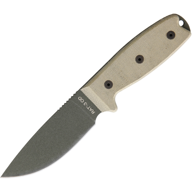 Ontario RAT-3 OD Green Edge Plain Knife (ON8665)