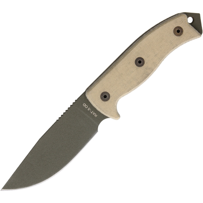 Ontario RAT-5 OD Green Edge Plain Knife (ON8691)