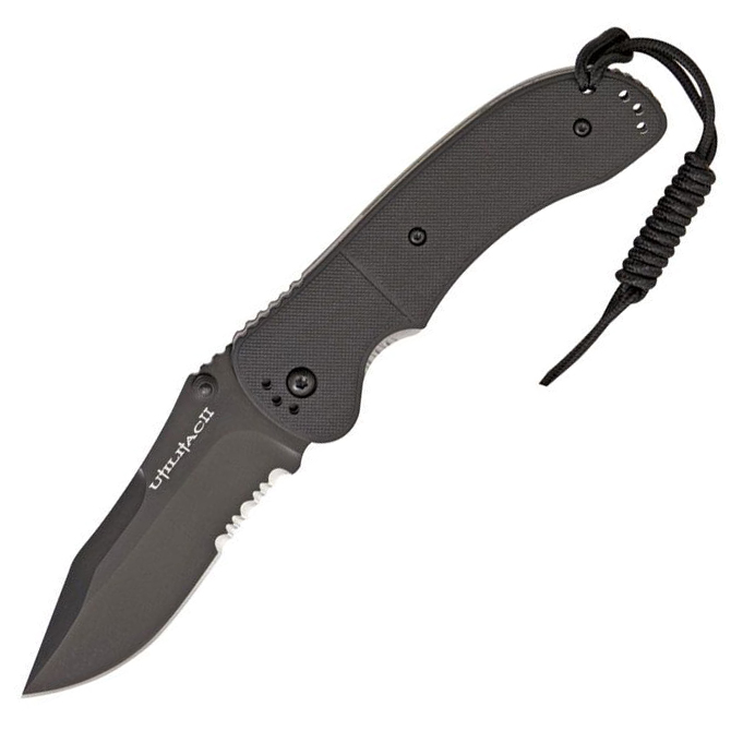 Ontario Utilitac II Folding Clip Point Black Serrated Knife (8903)