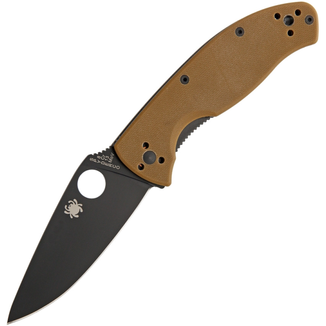 Spyderco Tenacious Brown G10 Plain Edge Black (C122GPBBN)