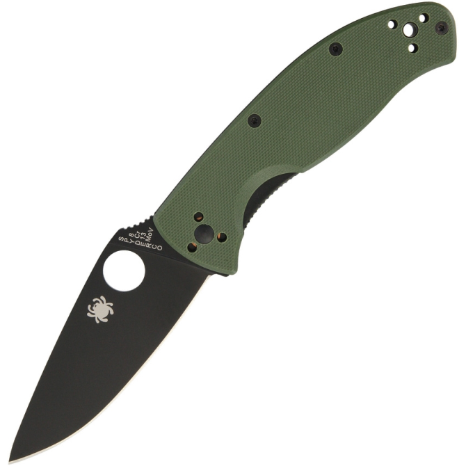 Spyderco Tenacious Green G10 Plain Edge Black (C122GPBGR)