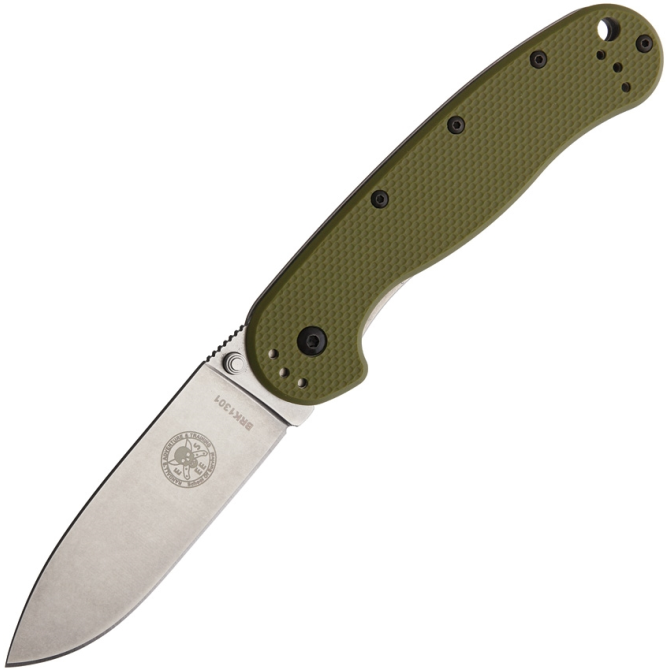 ESEE Avispa D2 Folding Knife Olive Drab Handle Stonewash Blade (BRK1302OD)