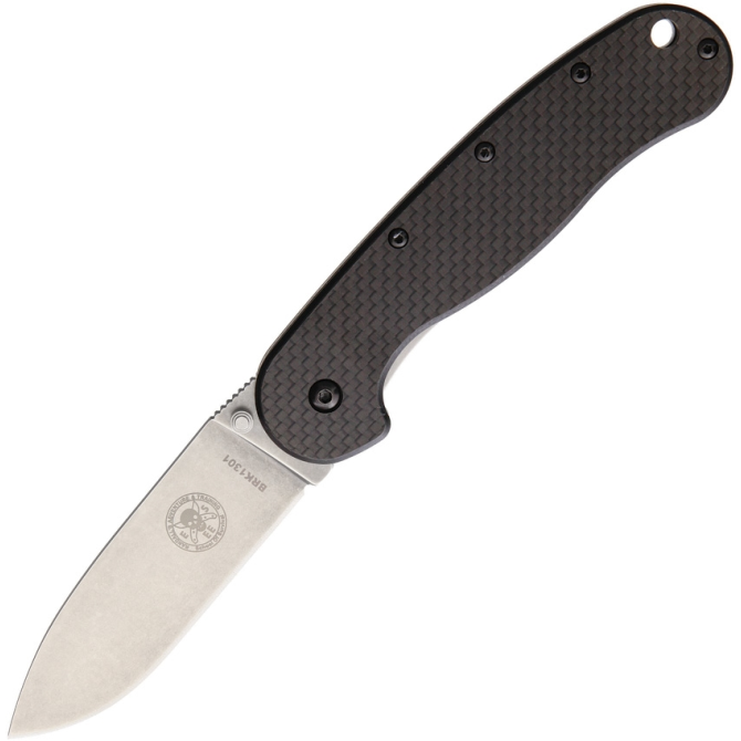 ESEE Avispa D2 CF Folding Knife Black Handle Stonewash Blade (BRK1302CF)