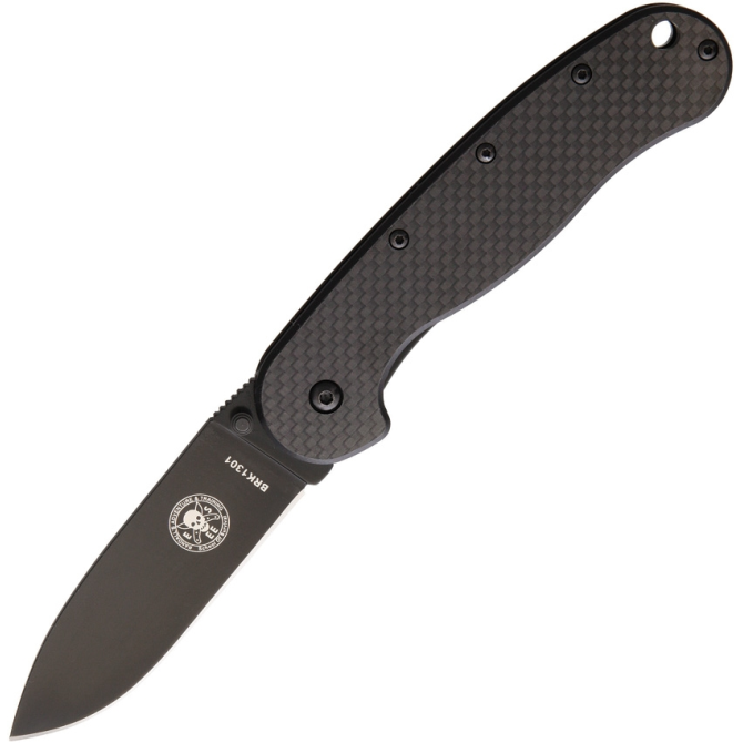 ESEE Avispa D2 CF Folding Knife Black Handle Black Blade (BRK1302CFB)