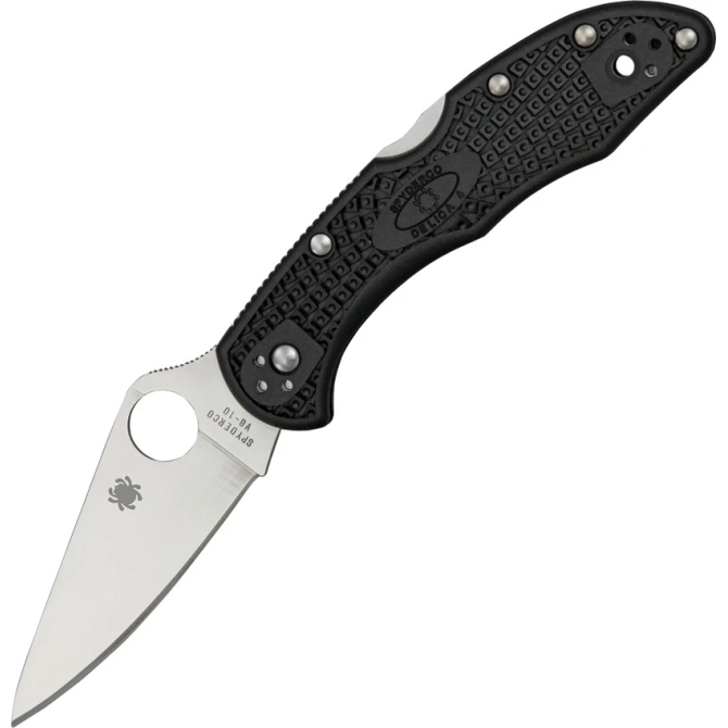 Spyderco Delica 4 FRN Full Flat Folding Knife - Black (C11FPBK)