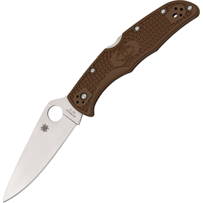 Spyderco Endura 4 FRN Full Flat Folding Knife - Brown (C10FPBN)