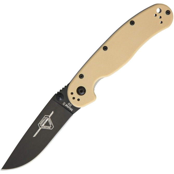 Ontario RAT-2 D2 Folder Black Plain Desert Tan - 8830DT