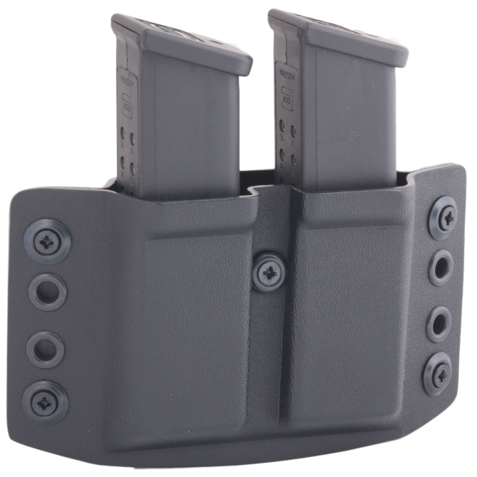 Doubletap OWB 9 mm Mag Pistol Solid Double Holster - Glock / HK USP - Black