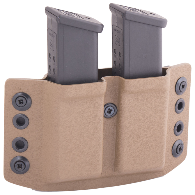 Doubletap OWB 9 mm Mag Pistol Solid Double Holster - Glock / HK USP - Coyote