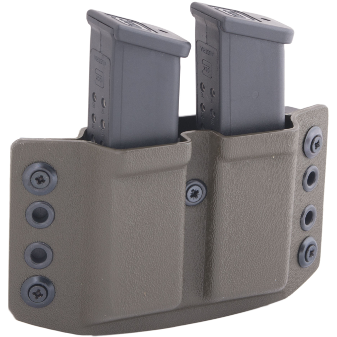 Doubletap OWB 9 mm Mag Pistol Solid Double Holster - Glock / HK USP - Olive