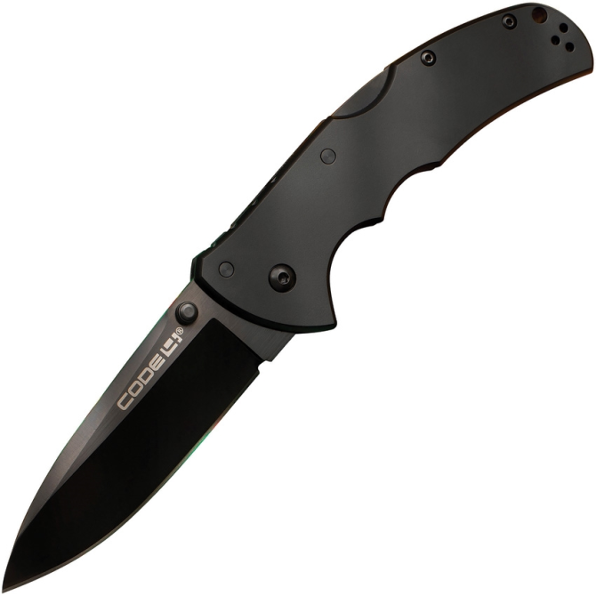 Cold Steel Code 4 Lockback Spear Point Black Folding Knife (58PASB)