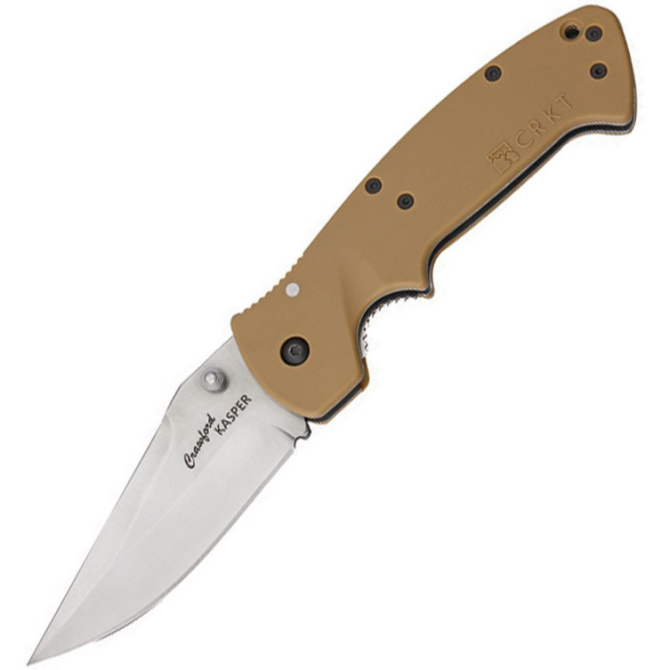 CRKT Crawford Kasper Plain Edge Folding Knife - Tan (6773D)