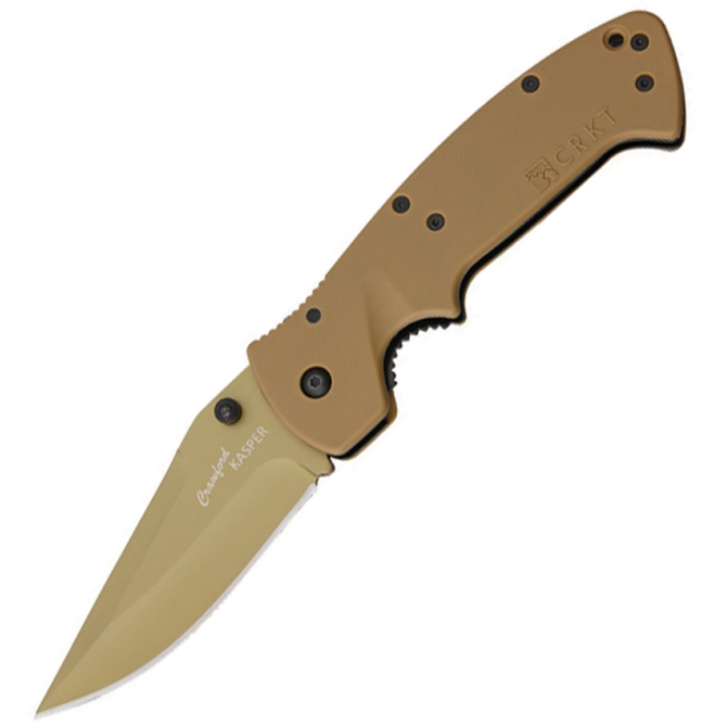 CRKT Crawford Kasper Plain Edge Tan Folding Knife - Tan (6773DZ)