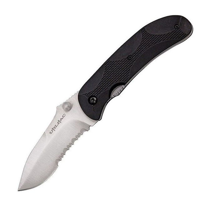 Ontario Utilitac JPT-2S Folding Drop Point Satin Serrated Knife (8777)