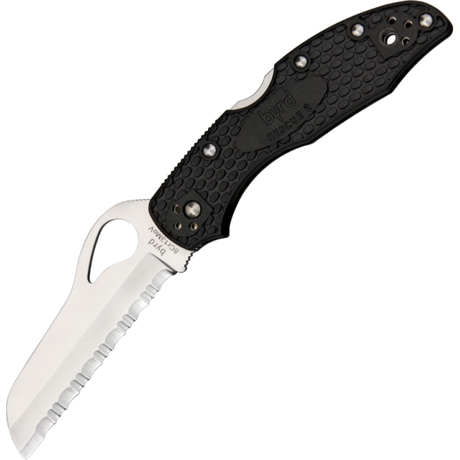 Spyderco Byrd Meadowlark 2 Rescue FRN Folding Knife - Black (BY19SBK2)