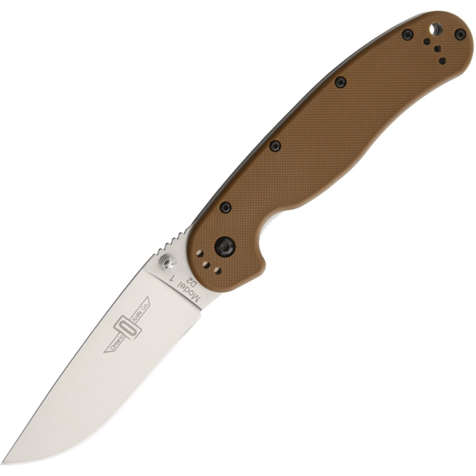 Ontario RAT-1 D2 Folder Silver Plain Coyote Brown - 8867CB