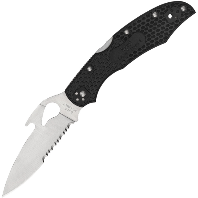 Spyderco Byrd Cara Cara 2 FRN Emerson Combo Edge Folding Knife - Black (BY03PSBK2W)