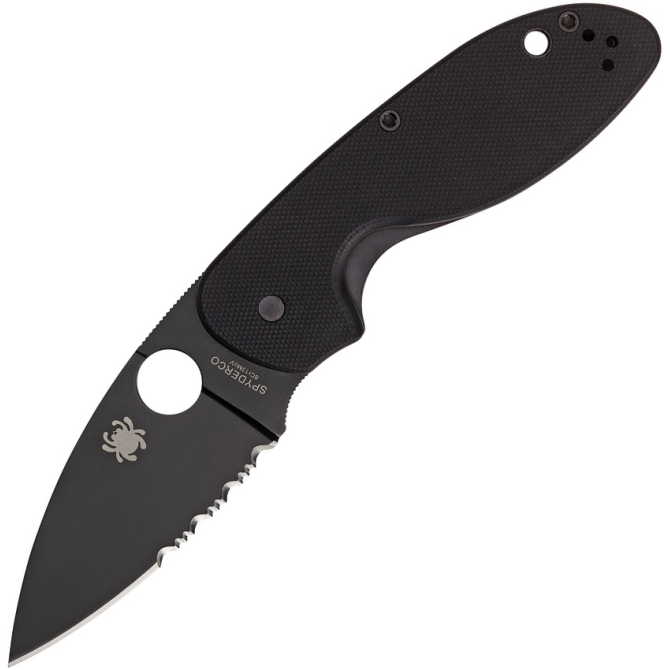 Spyderco Efficient Black G10 Plain Edge Black Knife (C216GPSBBK)