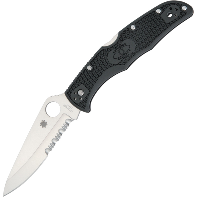 Spyderco Endura 4 FRN Serrated Folding Knife - Black (C10PSBK)