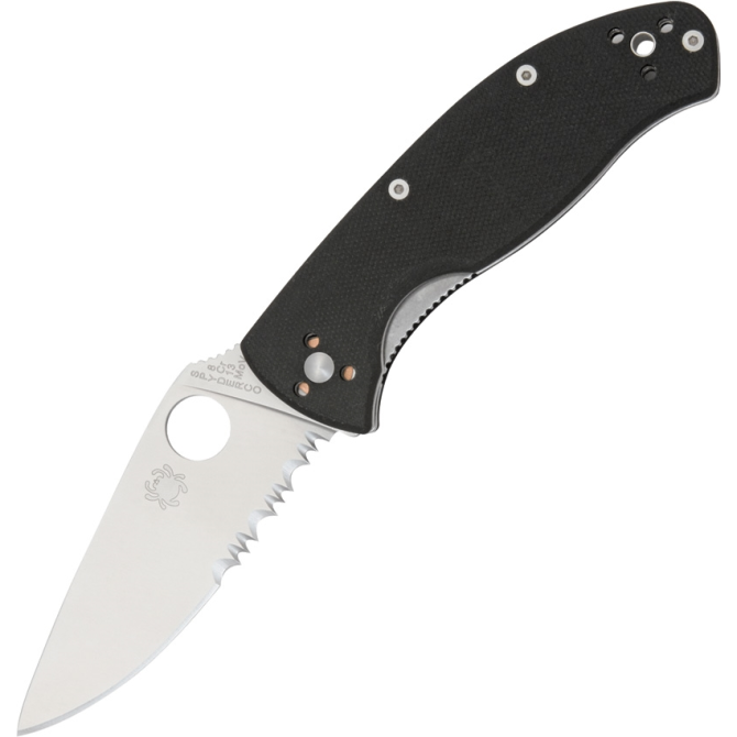 Spyderco Tenacious G10 Black Combo Edge Folding Knife (C122GPS)