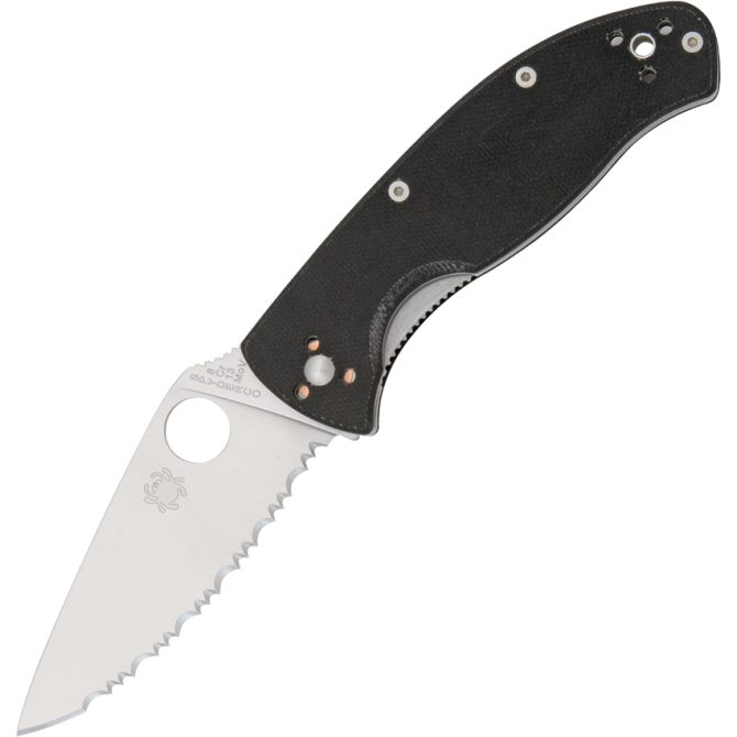 Spyderco Tenacious G10 Black Serrated Edge Folding Knife (C122GS)