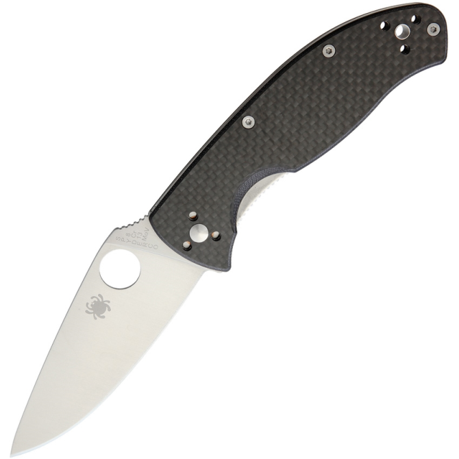 Spyderco Tenacious Carbon Fiber Black Plain Edge Folding Knife (C122CFP)