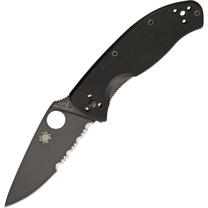 Spyderco Tenacious Carbon Fiber Black Combo Edge Black Folding Knife (C122GBBKPS)