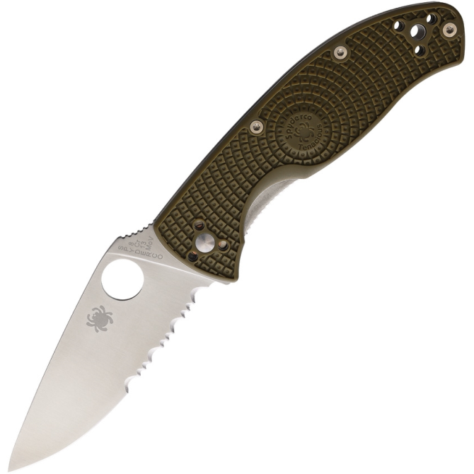 Spyderco Tenacious FRN Green Combo Edge Folding Knife (C122PSOD)