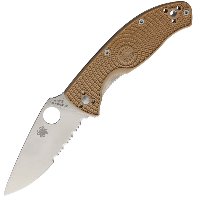 Spyderco Tenacious FRN Tan Combo Edge Folding Knife (C122PSTN)