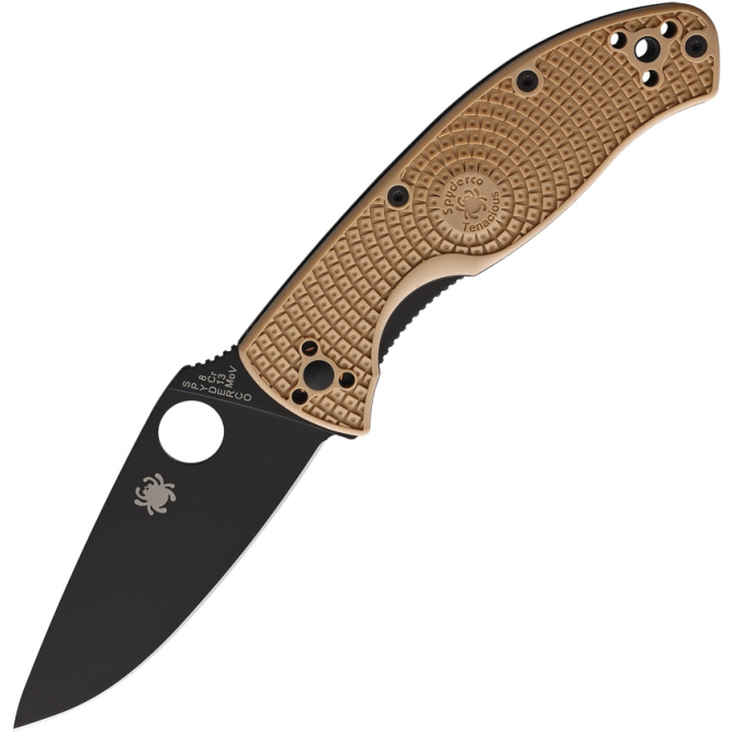 Spyderco Tenacious FRN Tan Plain Edge Black Folding Knife (C122PTNBK)