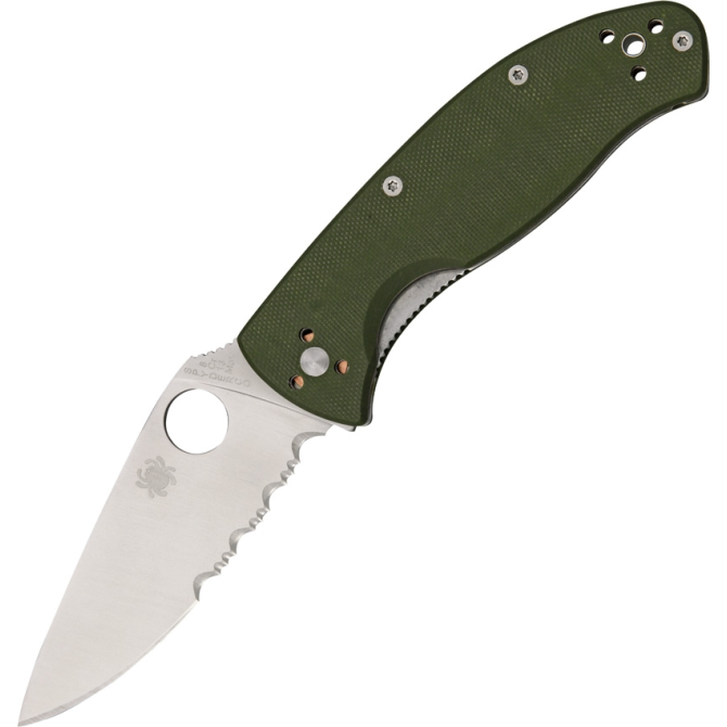 Spyderco Tenacious G10 Green Combo Edge Folding Knife (C122GPSGR)