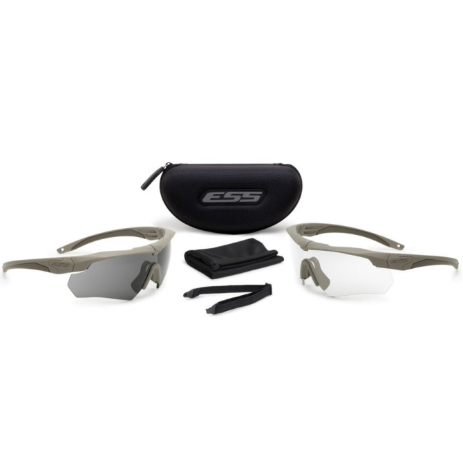 ESS Crossbow Suppressor 2X Kit Terrain Tan Ballistic Eyeshields - Clear & Smoke Gray - 740-0463