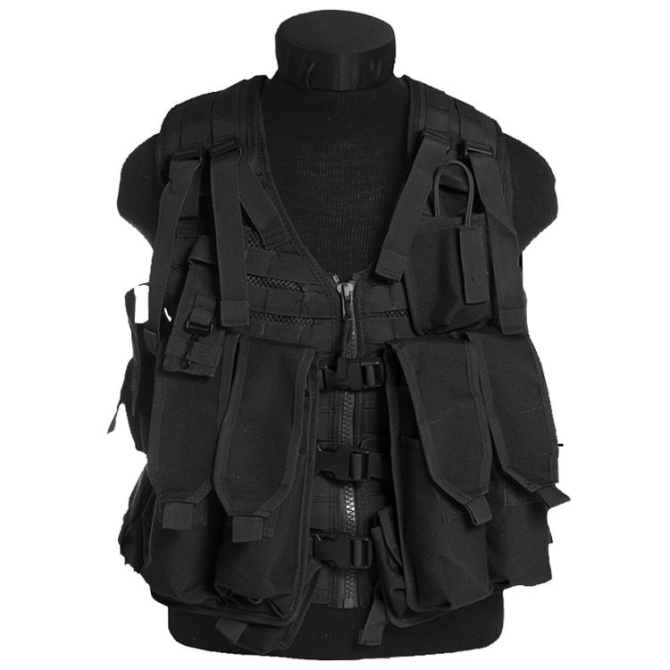 Mil-Tec AK74 Tactical Vest with Pouches - Black (10730002)