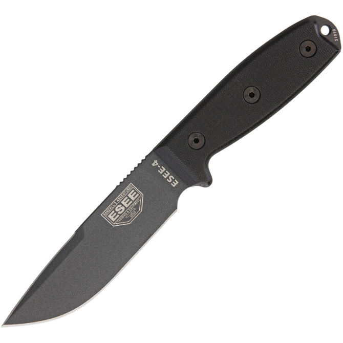 ESEE Model 3 Tactical Black Plain Edge Knife (4P-CP-TG-B)