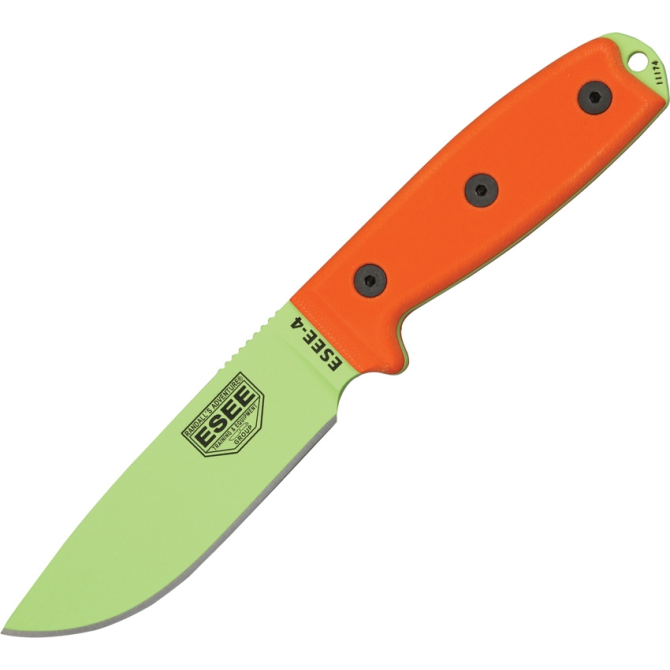 ESEE Model 4 G10 Venom Green Plain Edge Knife (ESEE-4P-VG)