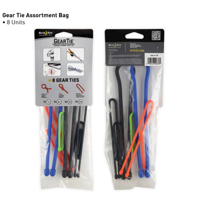 Nite Ize Gear Tie Assortment 8 pack - GAB-M1-R8