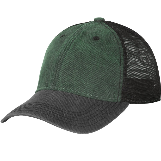 Helikon Trucker Plain DWC Cap - Washed Dark Green / Washed Black