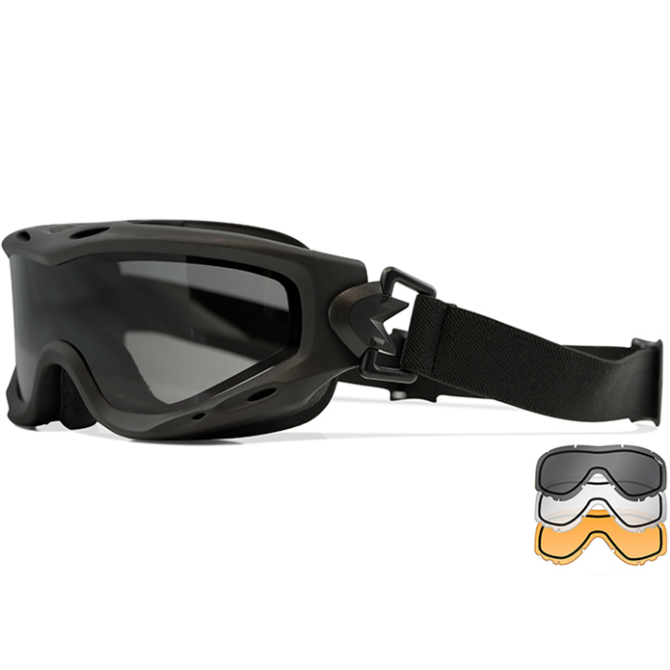 Wiley X Spear Dual Lens Tactical Goggles - Black Frame - Grey/Clear ...