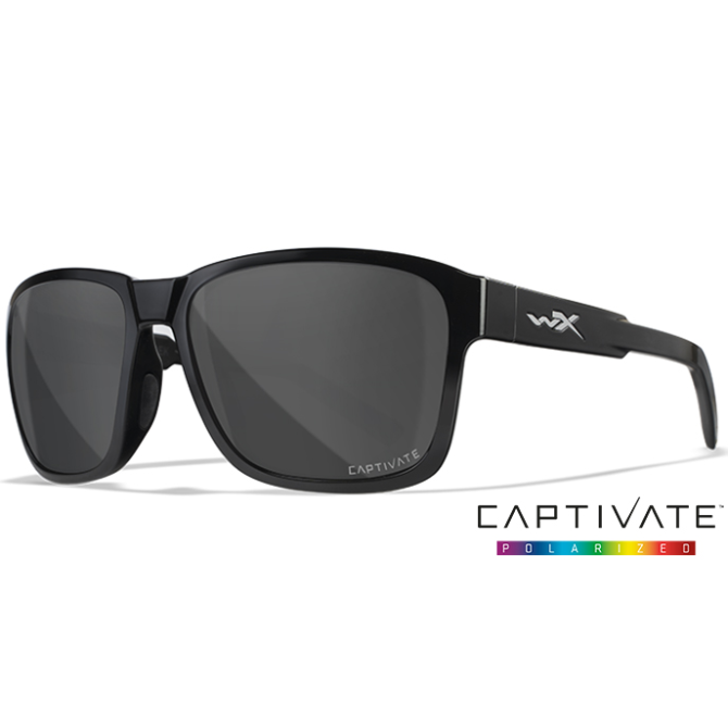 Wiley X Trek Sunglasses - Black Gloss Frame - Captivate Polarized Grey (AC6TRK08)