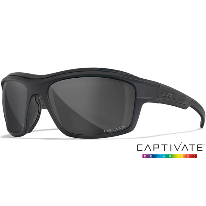 Wiley X Ozone Ballistic Eyeshields - Black Frame - Captivate Polarized Grey (CCOZN08)